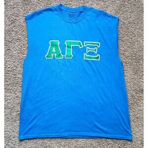 Alpha Gamma XI Sorority T-Shirt Men's XL Blue Embroidered Sleeveless